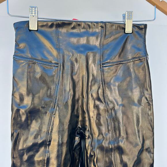 Spanx Patent Leather Shiny Leggings Pants XS High Waisted Compression Black - Picture 5 of 6